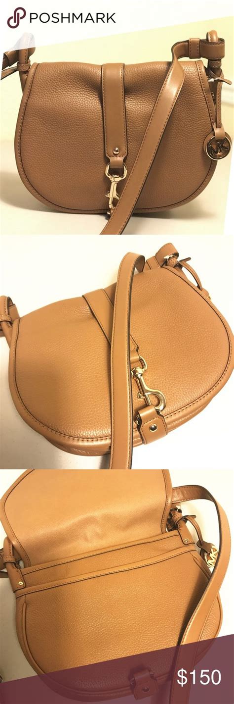 Michael Kors Jamie Large Tan Acorn Leather Saddle Bag in